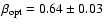 $\beta _{\rm opt}=0.64 \pm 0.03$