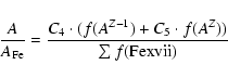 \begin{displaymath}
\frac{{A}}{{A_{\rm Fe}}} = \frac{ C_4 \cdot(f({A^{Z-1}}) + C_5 \cdot f({A^{Z}}))}{ \sum f({\rm Fe {\sc xvii}})}
\end{displaymath}