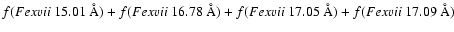 $f(Fe {\sc xvii}~15.01~{\rm\AA}) + f(Fe {\sc xvii}~16.78~{\rm\AA}) + f(Fe {\sc xvii}~17.05~{\rm\AA}) + f(Fe {\sc xvii}~17.09~{\rm\AA})$
