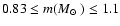 $0.83\leq m(\mbox{$M_\odot$ })\leq1.1$