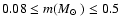 $0.08\leq m(\mbox{$M_\odot$ })\leq0.5$
