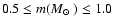 $0.5\leq m(\mbox{$M_\odot$ })\leq1.0$