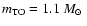 $m_{\rm TO}=1.1~\mbox{$M_\odot$ }$