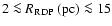 $2\la\mbox{$R_{\rm RDP}$ }({\rm pc})\la15$