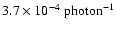 $3.7 \times 10^{-4}~{\rm photon}^{-1}$