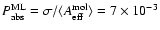 $P_{\rm abs}^{\rm ML} = \sigma / \langle A_{\rm eff}^{\rm mol} \rangle = 7\times10^{-3}$