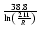 $\frac{38.8}{{\rm ln}\left(\frac{2.11}{R}\right)}$