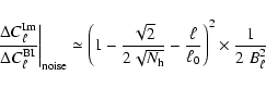 \begin{displaymath}%
\left. \frac{\Delta C_\ell^{\rm Im}}{\Delta C_\ell^{\rm BI}...
...rm h}}}-\frac{\ell}{\ell_0}\right)^2\times\frac{1}{2~B_\ell^2}
\end{displaymath}