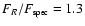 $F_{{R}} / F_{\textrm{\tiny spec}} = 1.3$
