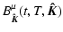 $\displaystyle B^{\mu}_{\vec{\hat{K}}}(t,T,\vec{\hat{K}})$
