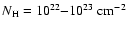 $N_{\rm H}=10^{22}{-}10^{23}~{\rm cm^{-2}}$
