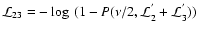 $\mathcal{L}_{23}=-\log~(1-P(\nu/2,\mathcal{L}_2^{'}+\mathcal{L}_3^{'}))$