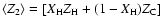 $\langle Z_2 \rangle = [ X_{\rm H} Z_{\rm H} + (1-X_{\rm H}) Z_{\rm C} ]$