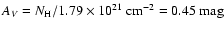 $A_V = N_{\rm H} / 1.79 \times
10^{21}~\rm cm^{-2} = 0.45~\rm mag$
