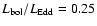 $L_{\rm bol}/L_{\rm Edd} = 0.25$