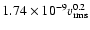 $1.74\times 10^{-9} v_{\rm rms}^{0.2}$