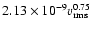 $2.13\times 10^{-9} v_{\rm rms}^{0.75}$
