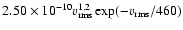 $2.50\times 10^{-10} v_{\rm rms}^{1.2}\exp(-v_{\rm rms}/460)$