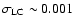 $\sigma_{\rm LC} \sim 0.001$