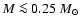$M\la 0.25~M_{\odot}$