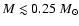 $M\lesssim 0.25~M_{\odot}$