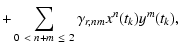 $\displaystyle +\sum_{0 ~<~ n+m ~\leq~ 2} \gamma_{r, nm} x^n(t_k) y^m(t_k) ,$