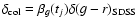 $\delta_{\rm col} =
\beta_g(t_j)\delta(g - r)_{\rm SDSS}$