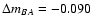 $\Delta m_{BA} = -0.090$