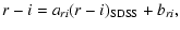 $\displaystyle r - i = a_{ri}(r - i)_{\rm SDSS} + b_{ri} ,$