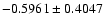 $-0.5961\pm0.4047$