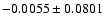 $-0.0055\pm0.0801$