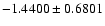 $-1.4400\pm0.6801$
