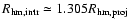 $R_{\rm hm,intr} \simeq 1.305 R_{\rm hm,proj}$
