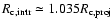 $R_{\rm c,intr} \simeq 1.035 R_{\rm c,proj}$