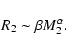 \begin{displaymath}%
R_2 \sim \beta M_2^\alpha.
\end{displaymath}