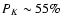 $P_K \sim55\%$