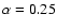 $\alpha=0.25$