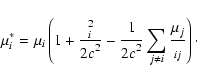 \begin{displaymath}\mu_i^*=\mu_i \left(1+{{\displaystyle\strutv_i^2}\over{\displ...
...tyle\strut\mu_j}\over{\displaystyle\strutr_{ij}}} \right)\cdot
\end{displaymath}
