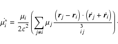 \begin{displaymath}
\dot {\mu_i^*} = {{\displaystyle\strut\mu_i}\over{\displayst...
..._i} \right) }\over{\displaystyle\strutr_{ij}^3}} \right) \cdot
\end{displaymath}