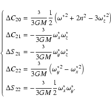 \begin{displaymath}\left \{
\begin{array}{l}
\Delta C_{20} = {{\displaystyle\str...
...laystyle\strut2}} \omega_x^* \omega_y^*.\\
\end{array}\right.
\end{displaymath}
