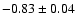 $-0.83\pm 0.04$