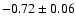 $-0.72\pm 0.06$