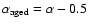 $\alpha_{\rm aged} = \alpha - 0.5$