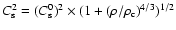 $C_{\rm s}^2 = (C_{\rm s}^0)^2 \times (1 + (\rho/\rho_{\rm c})^{4/3})^{1/2}$