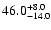 $\rm 46.0_{-14.0}^{+8.0}$