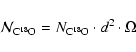 \begin{displaymath}{\cal{N}}_{\rm C^{18}O}= N_{\rm C^{18}O}\cdot d^2\cdot\Omega
\end{displaymath}