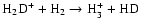 $\rm H_2D^+ + H_2 \rightarrow H_3^+ + HD$