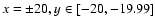 $x=\pm20, y \in [-20,-19.99]$