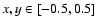 $x,y \in [-0.5,0.5]$