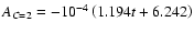 $A_{C=2}=-10^{-4}\left (1.194t+6.242\right )$